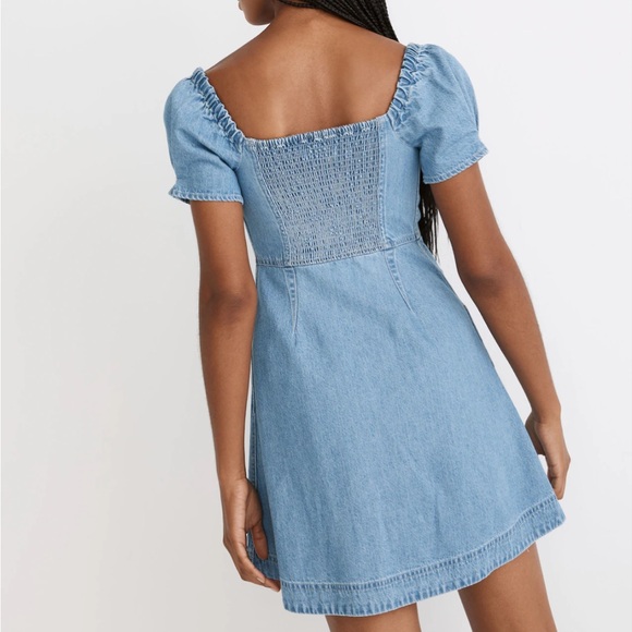 Madewell Denim Puff-Sleeve Mini Dress in Dawnshire Wash - Picture 3 of 3
